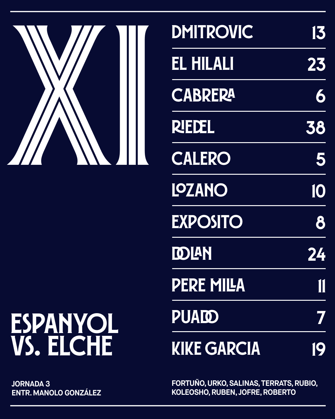 RCDE Espanyol Barcelona — Line-up graphic